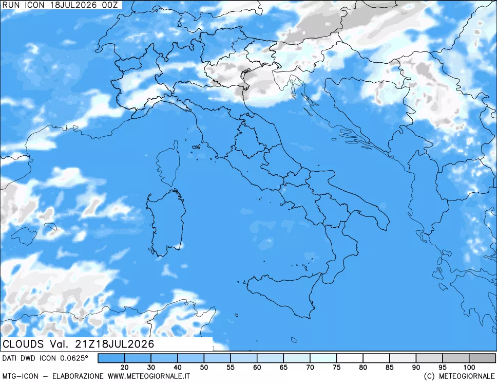 mappa Nuvolosit&agrave; totale