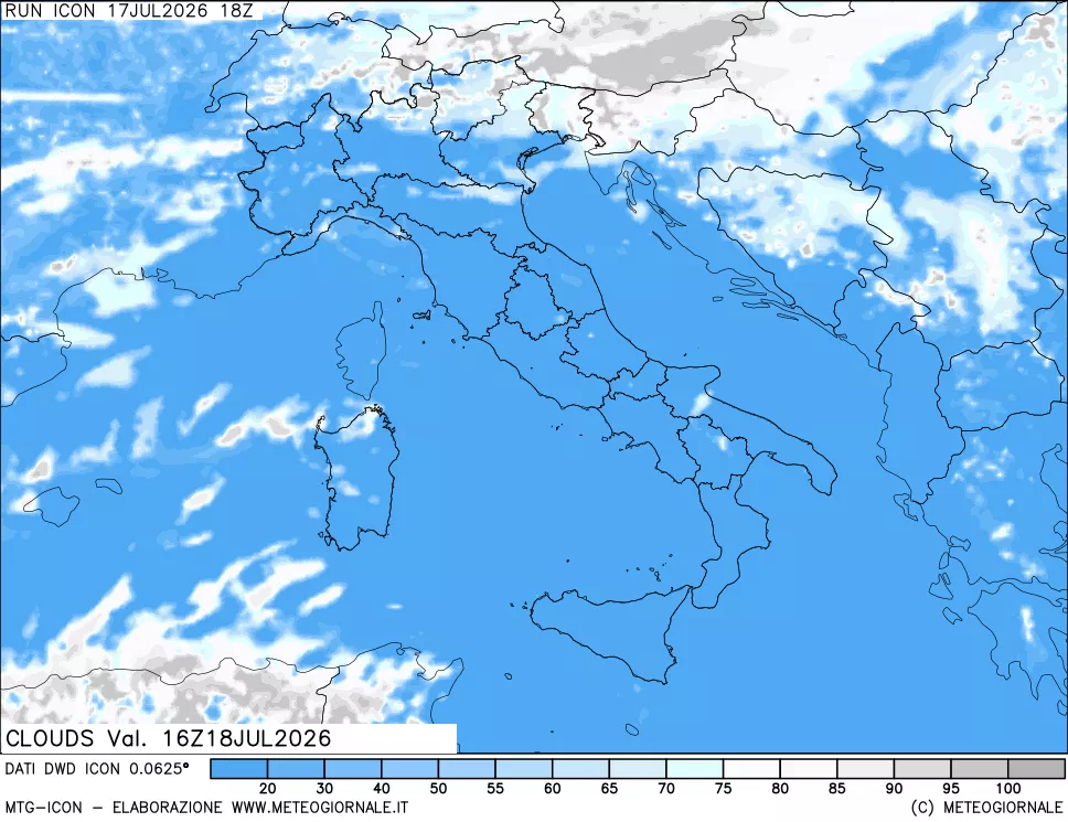 mappa Nuvolosit&agrave; totale