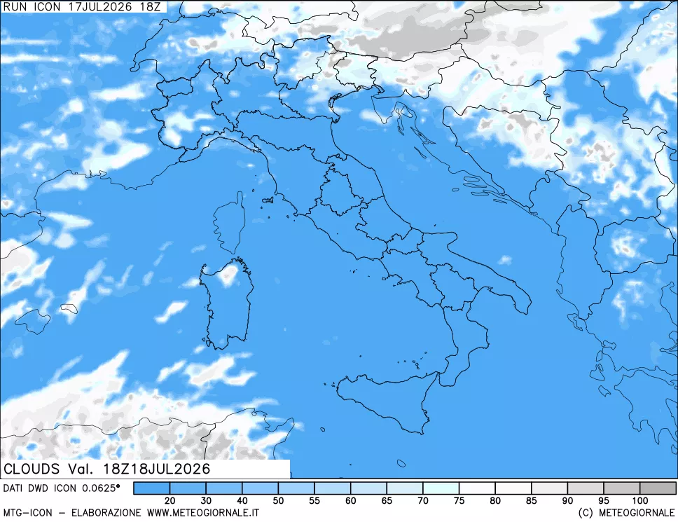 mappa Nuvolosit&agrave; totale