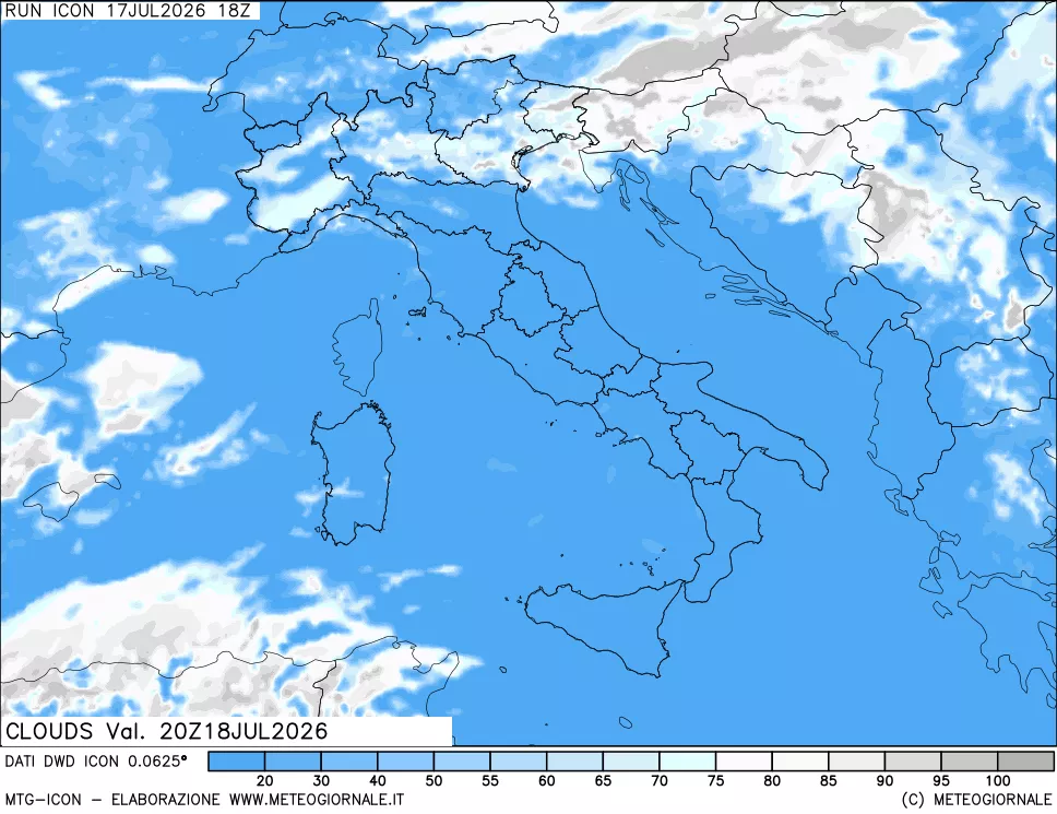 mappa Nuvolosit&agrave; totale