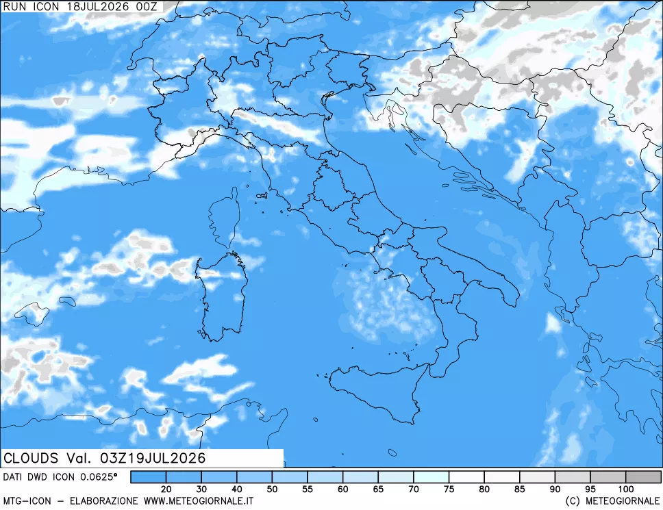 mappa Nuvolosit&agrave; totale