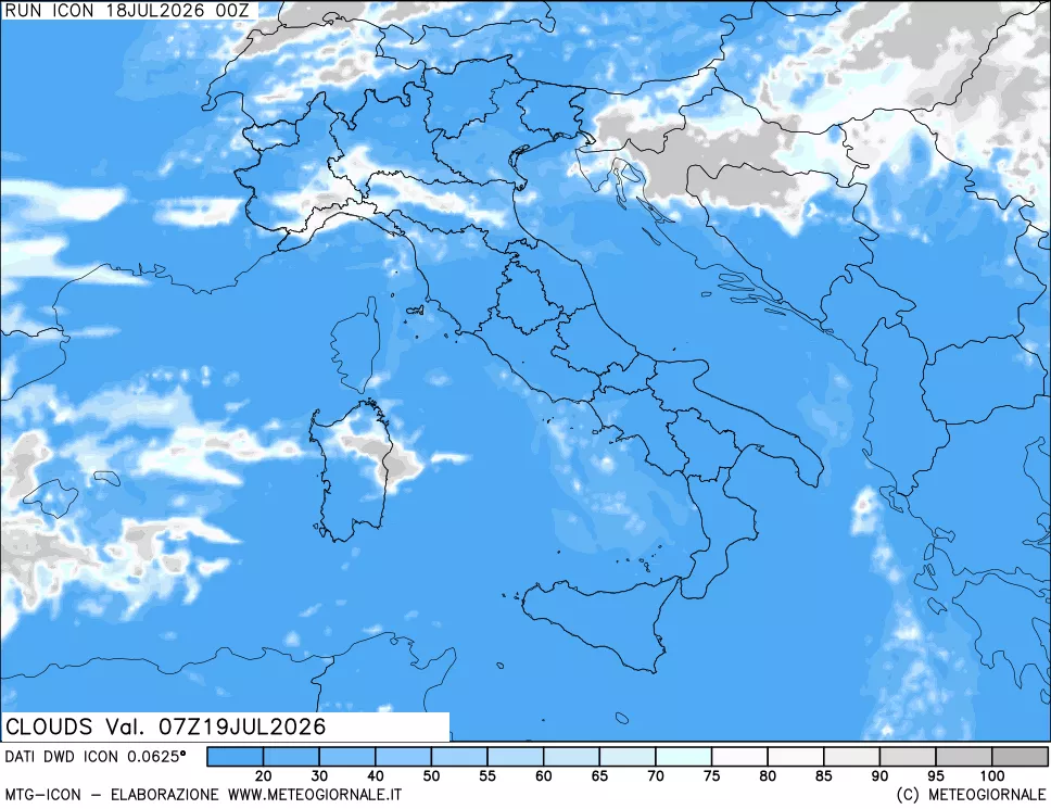 mappa Nuvolosit&agrave; totale