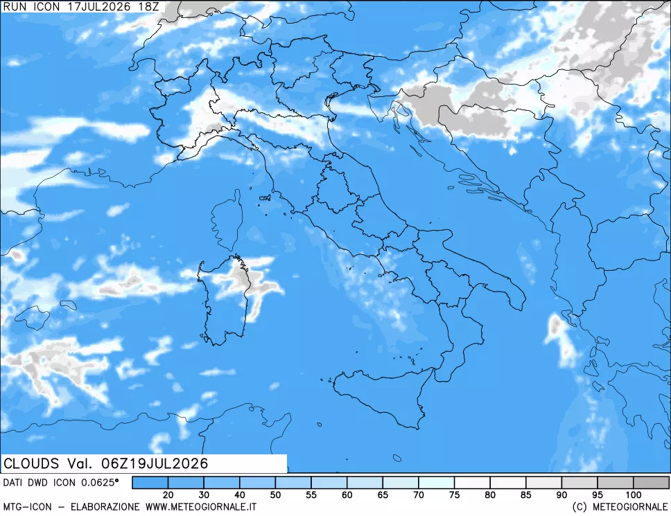 mappa Nuvolosit&agrave; totale