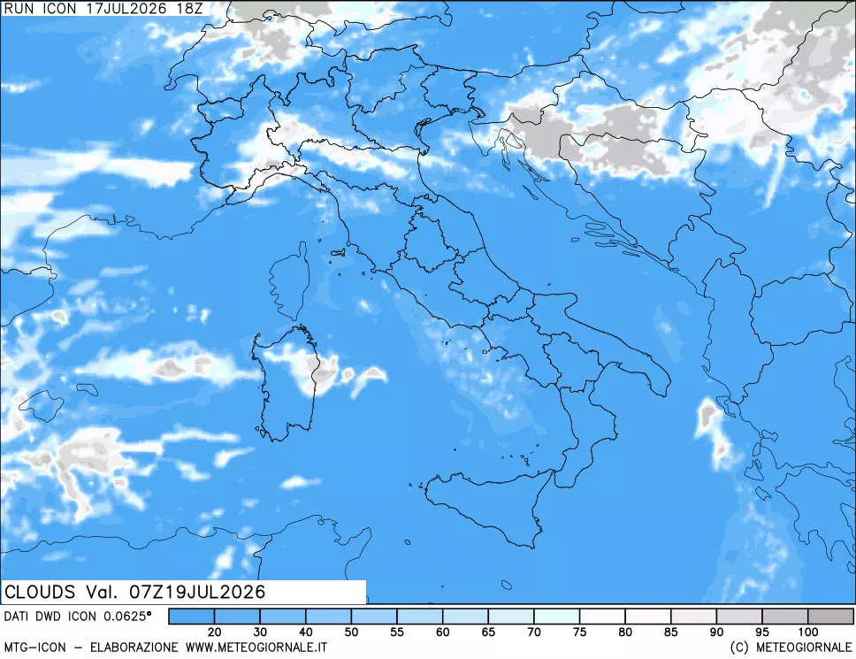 mappa Nuvolosit&agrave; totale