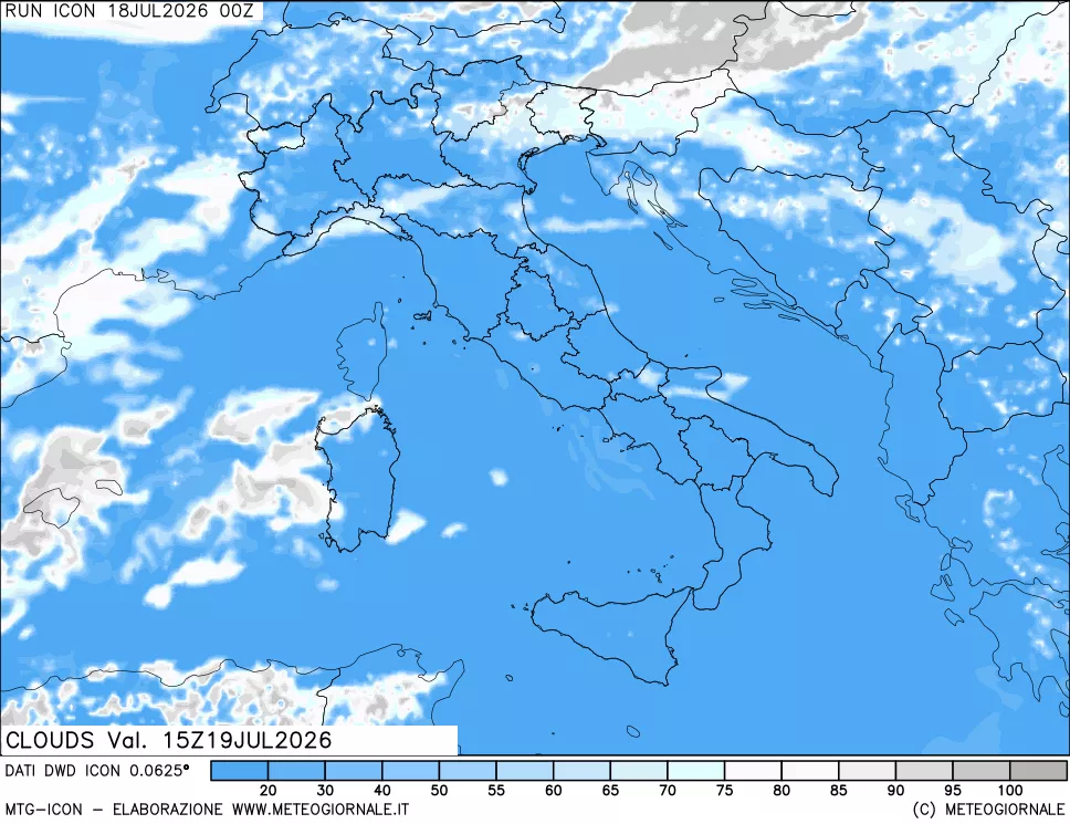 mappa Nuvolosit&agrave; totale