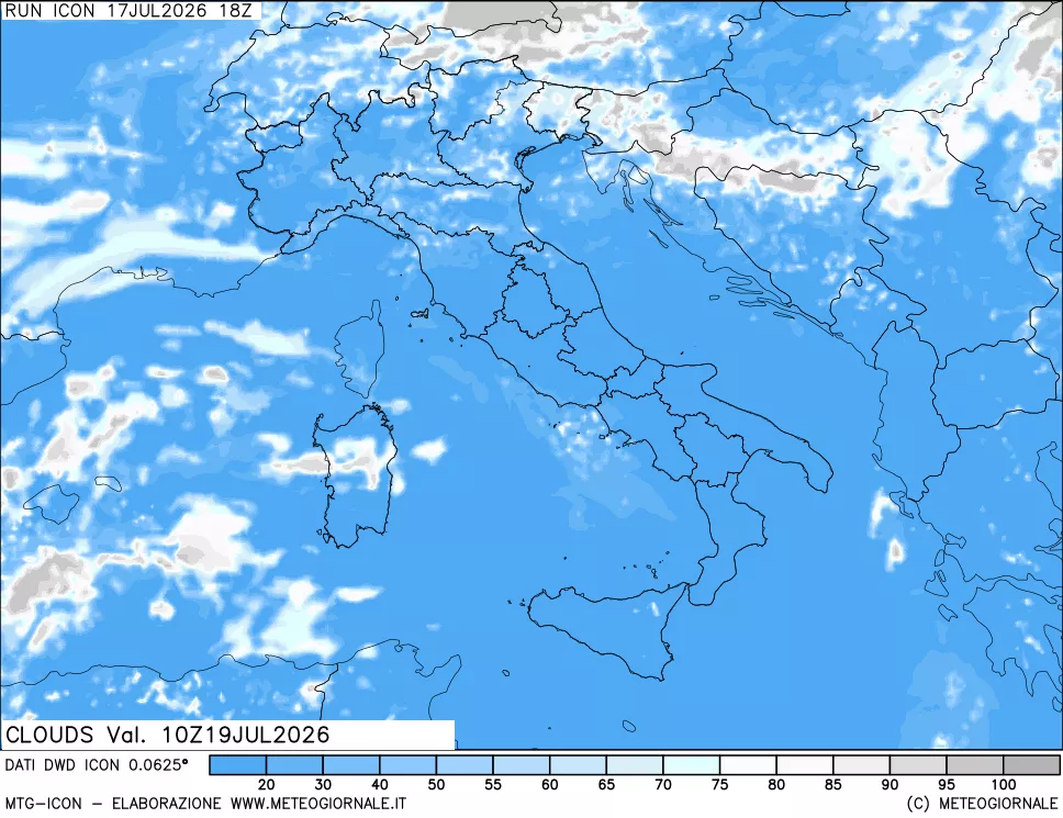 mappa Nuvolosit&agrave; totale