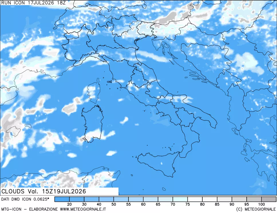 mappa Nuvolosit&agrave; totale