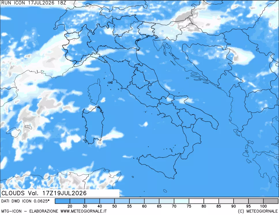 mappa Nuvolosit&agrave; totale