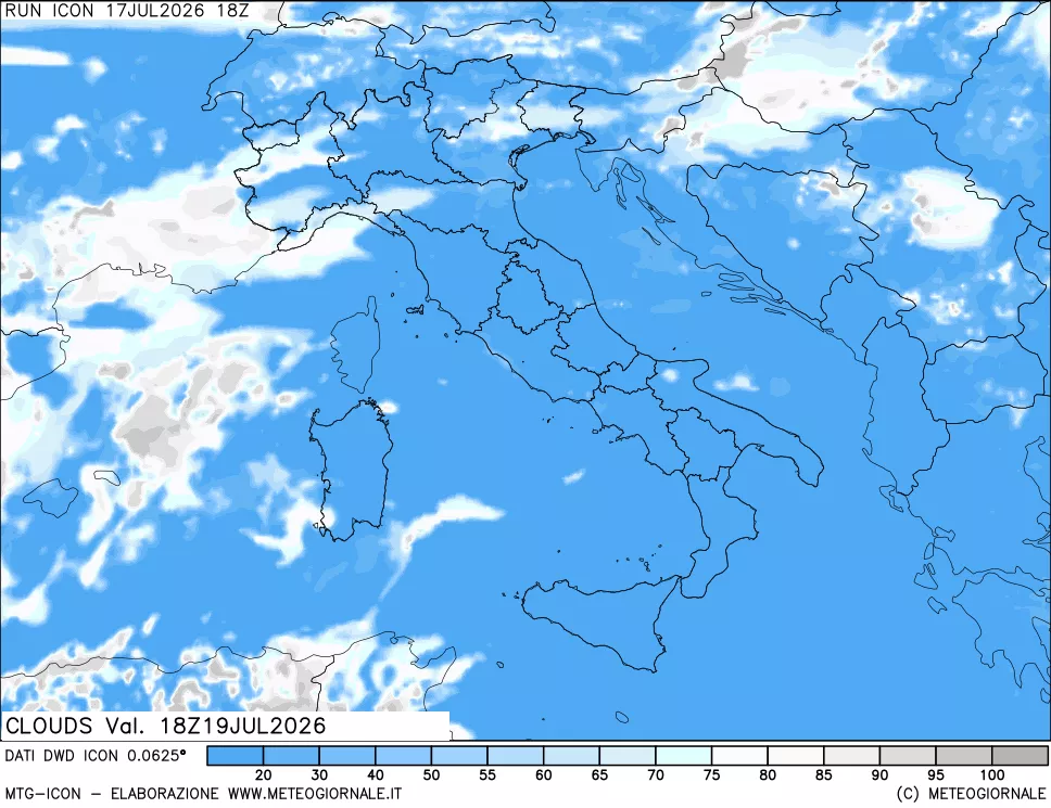 mappa Nuvolosit&agrave; totale