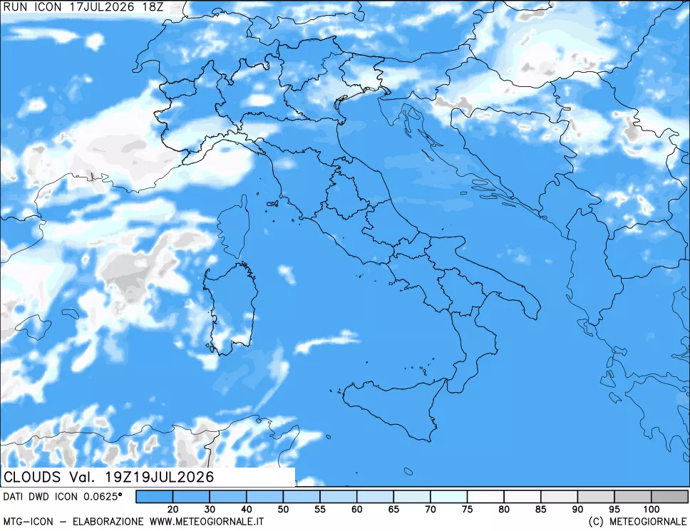 mappa Nuvolosit&agrave; totale