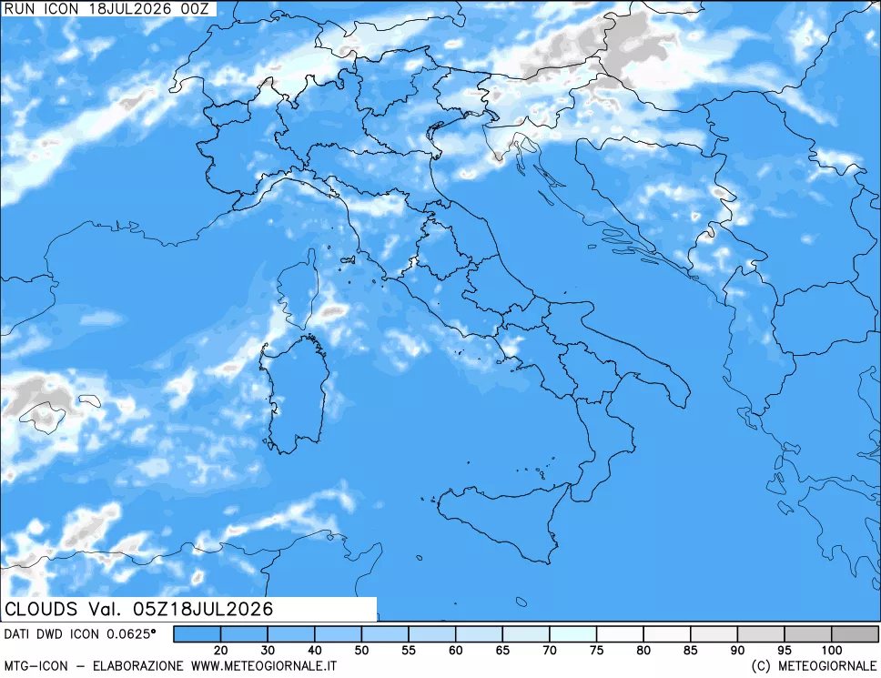 mappa Nuvolosit&agrave; totale