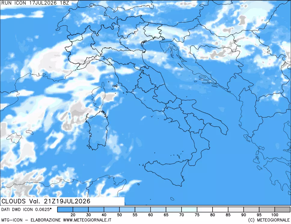 mappa Nuvolosit&agrave; totale
