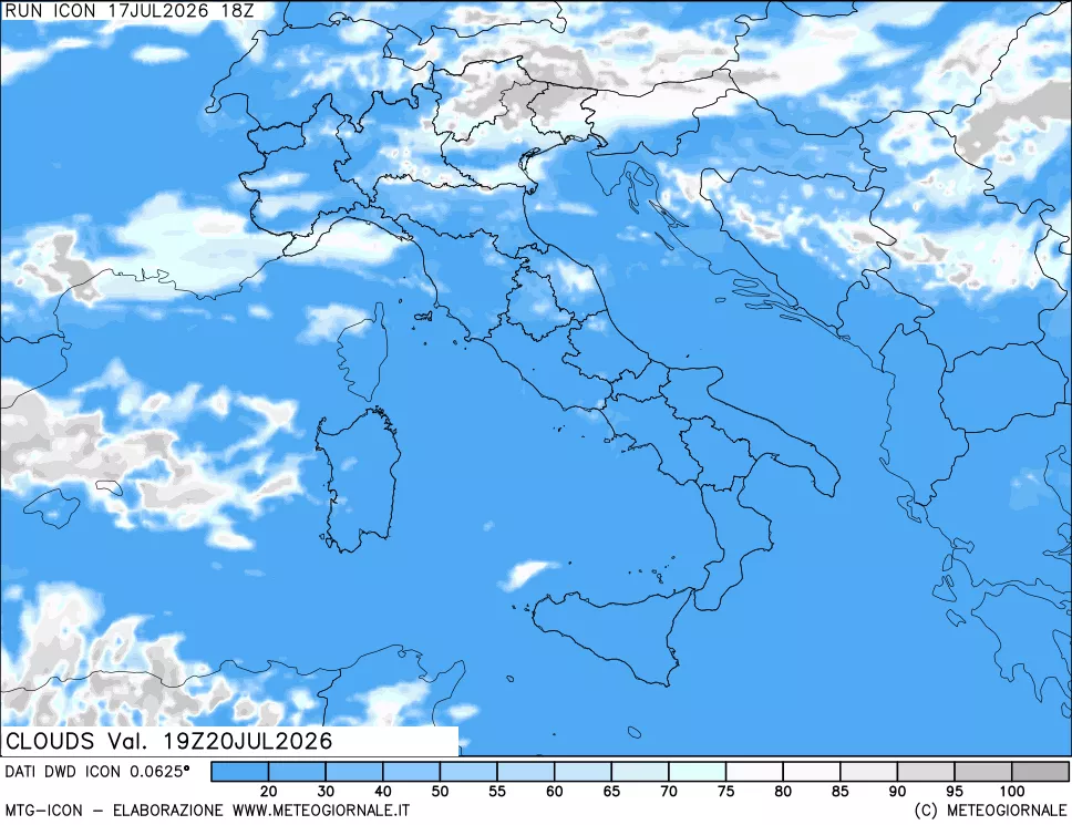 mappa Nuvolosit&agrave; totale