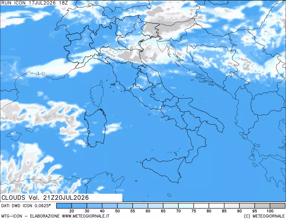 mappa Nuvolosit&agrave; totale