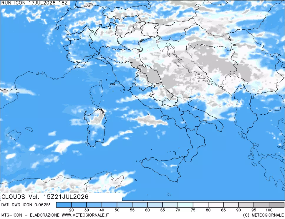 mappa Nuvolosit&agrave; totale