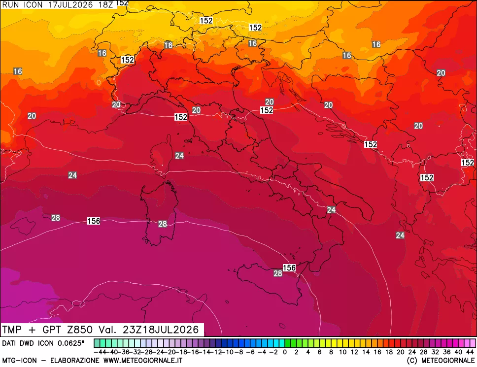 mappa 850 hPa Temp + GPT