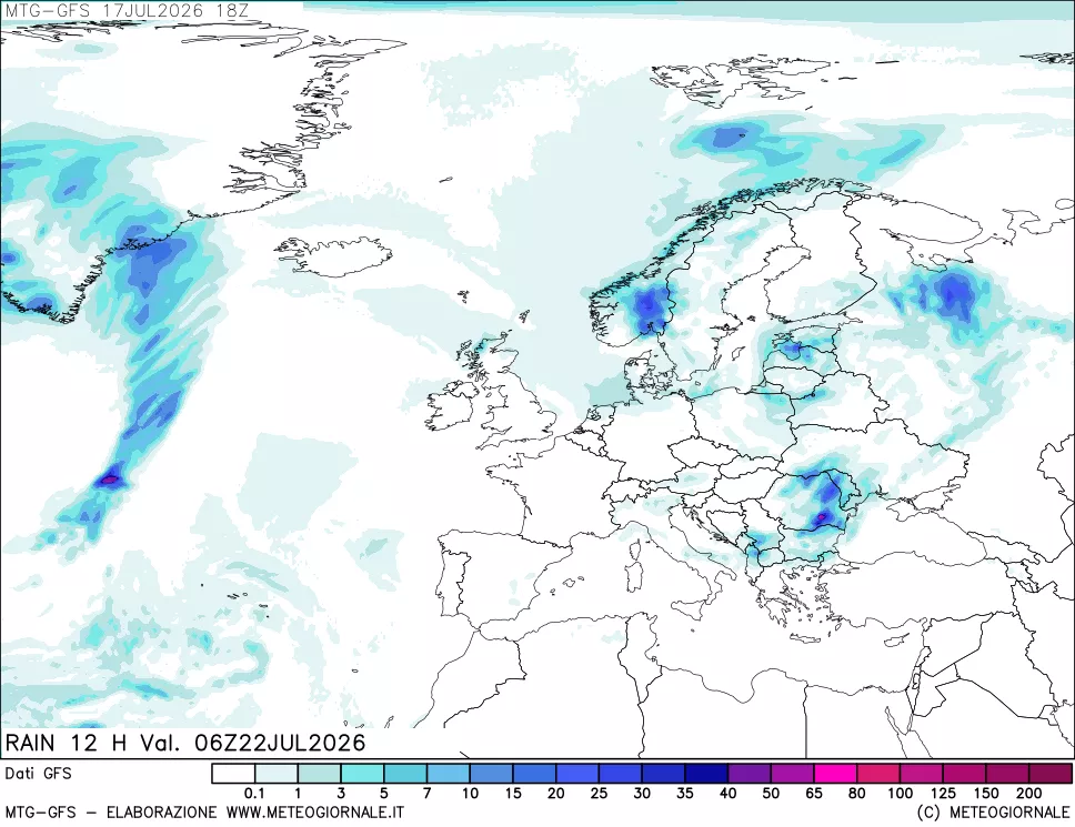 mappa GFS: Precipitazioni 12 ore precedenti