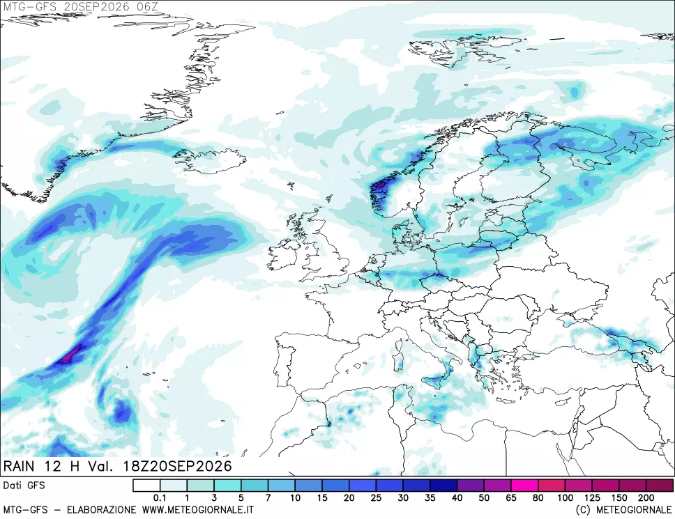 mappa GFS: Precipitazioni 12 ore precedenti