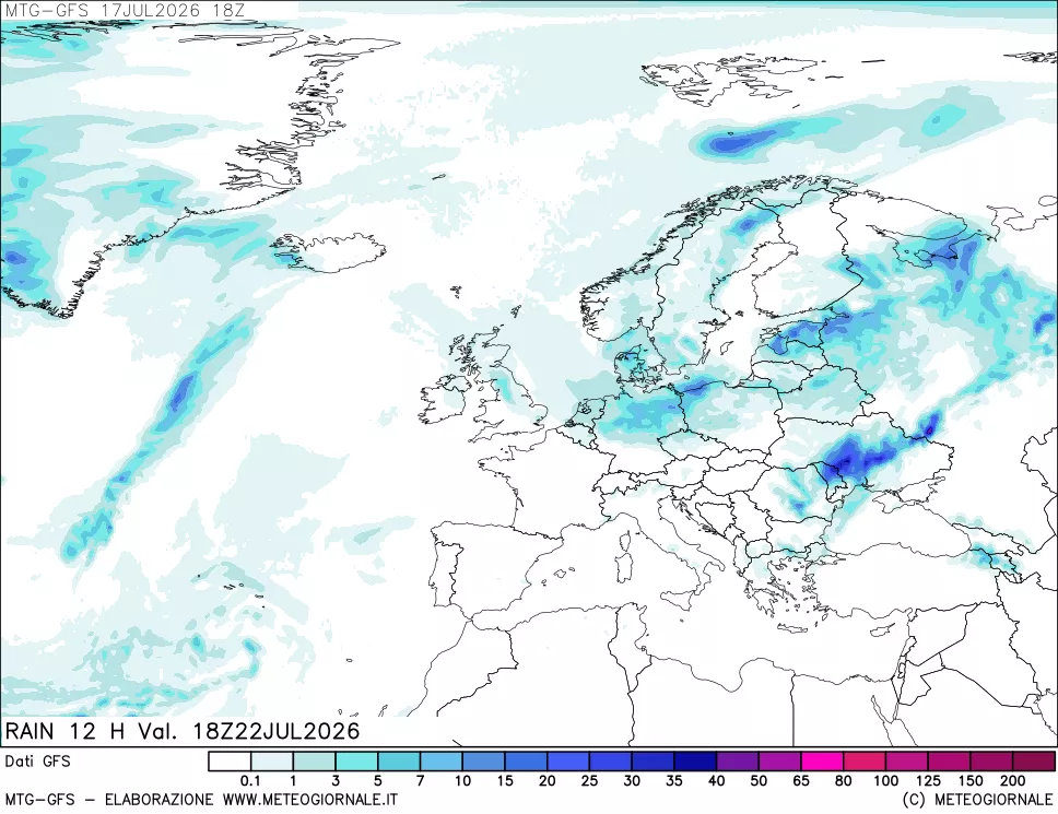 mappa GFS: Precipitazioni 12 ore precedenti