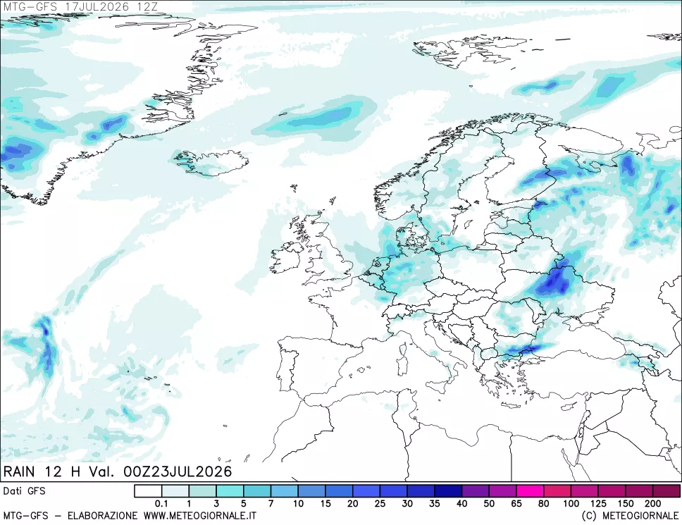 mappa GFS: Precipitazioni 12 ore precedenti