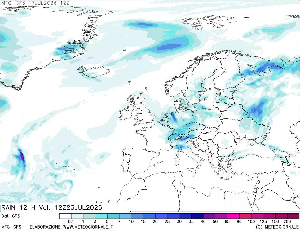 mappa GFS: Precipitazioni 12 ore precedenti