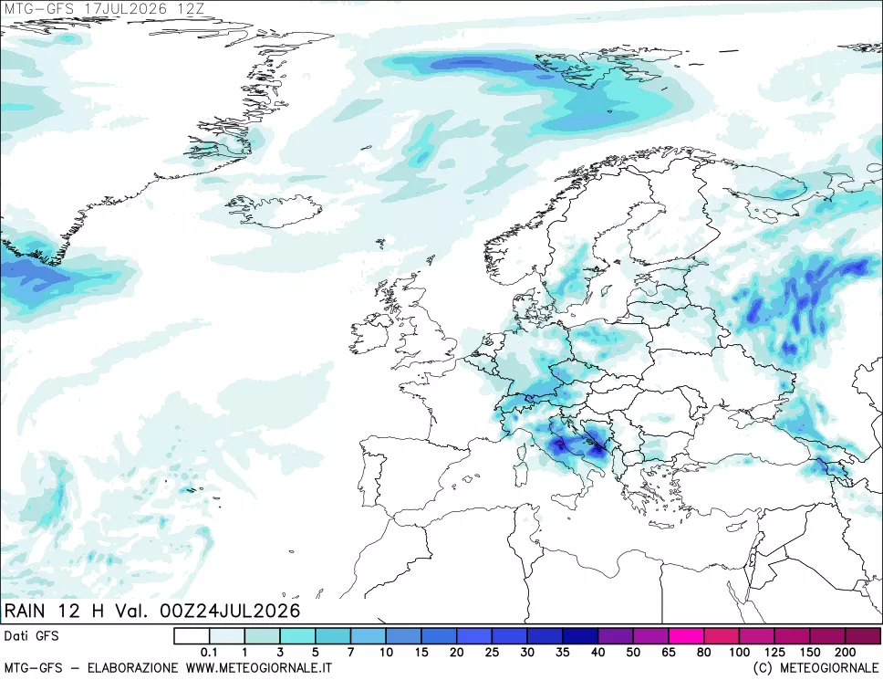 mappa GFS: Precipitazioni 12 ore precedenti