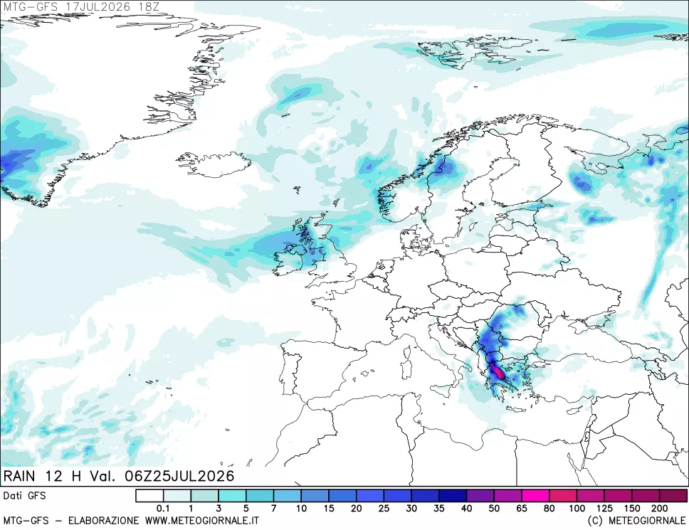 mappa GFS: Precipitazioni 12 ore precedenti