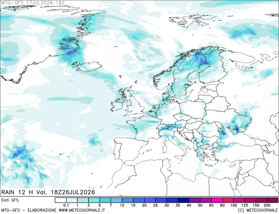 mappa GFS: Precipitazioni 12 ore precedenti