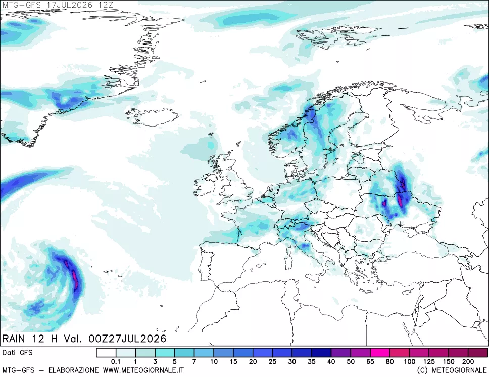 mappa GFS: Precipitazioni 12 ore precedenti