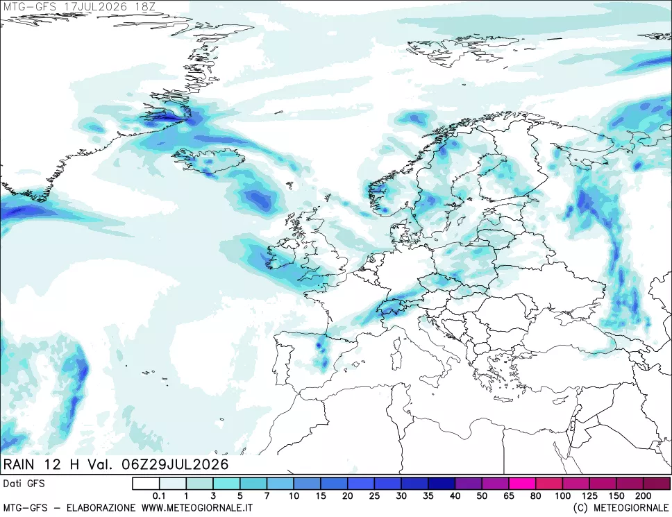 mappa GFS: Precipitazioni 12 ore precedenti