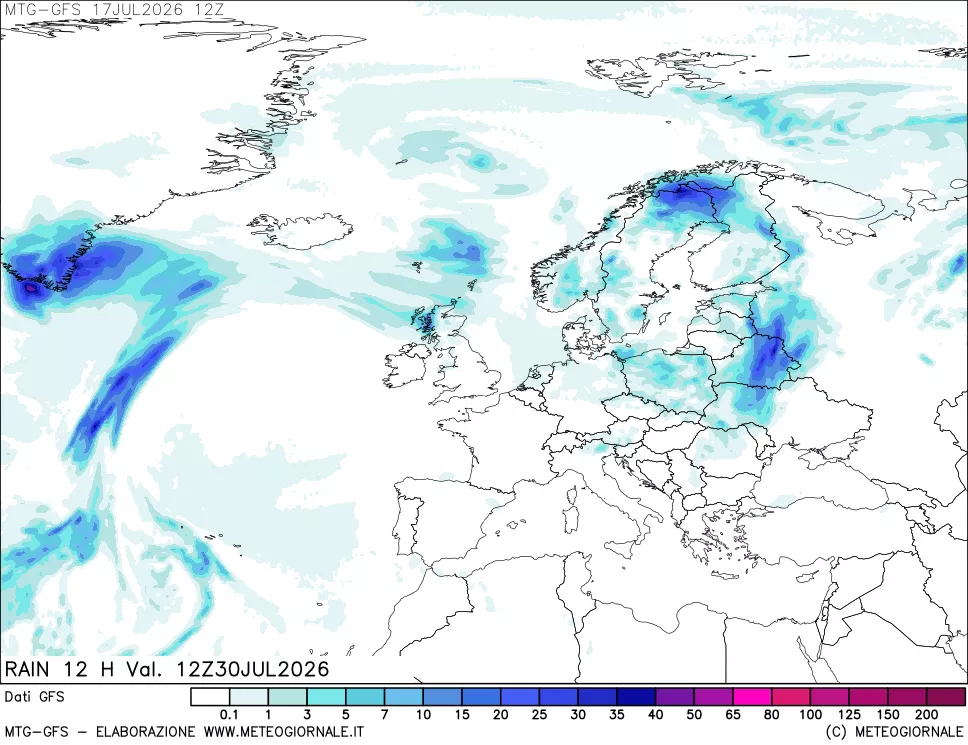 mappa GFS: Precipitazioni 12 ore precedenti