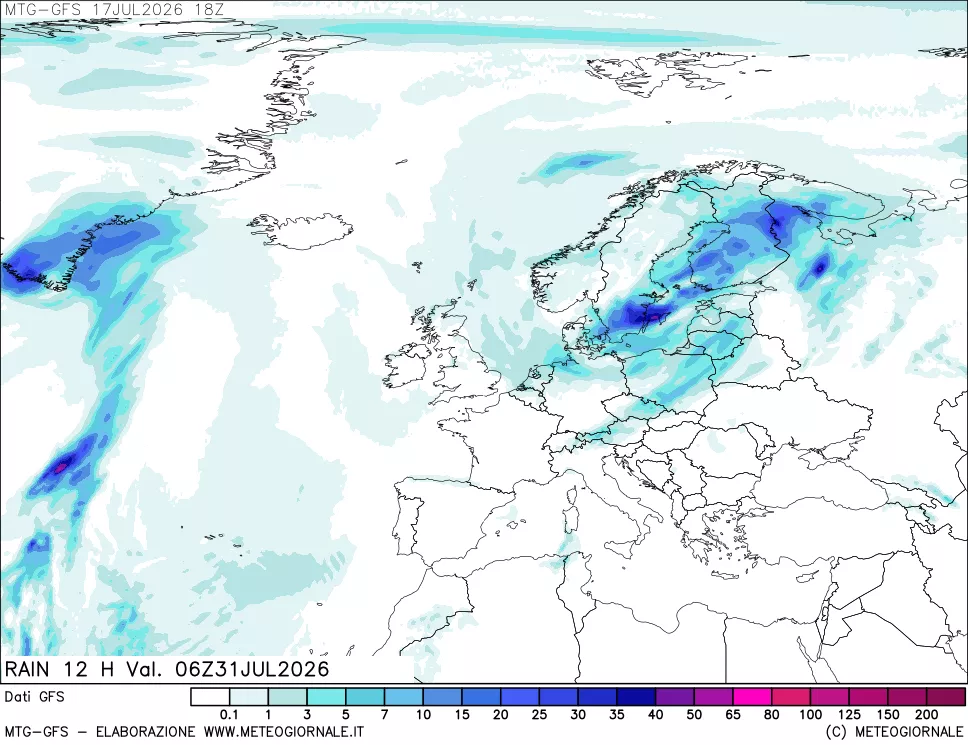 mappa GFS: Precipitazioni 12 ore precedenti