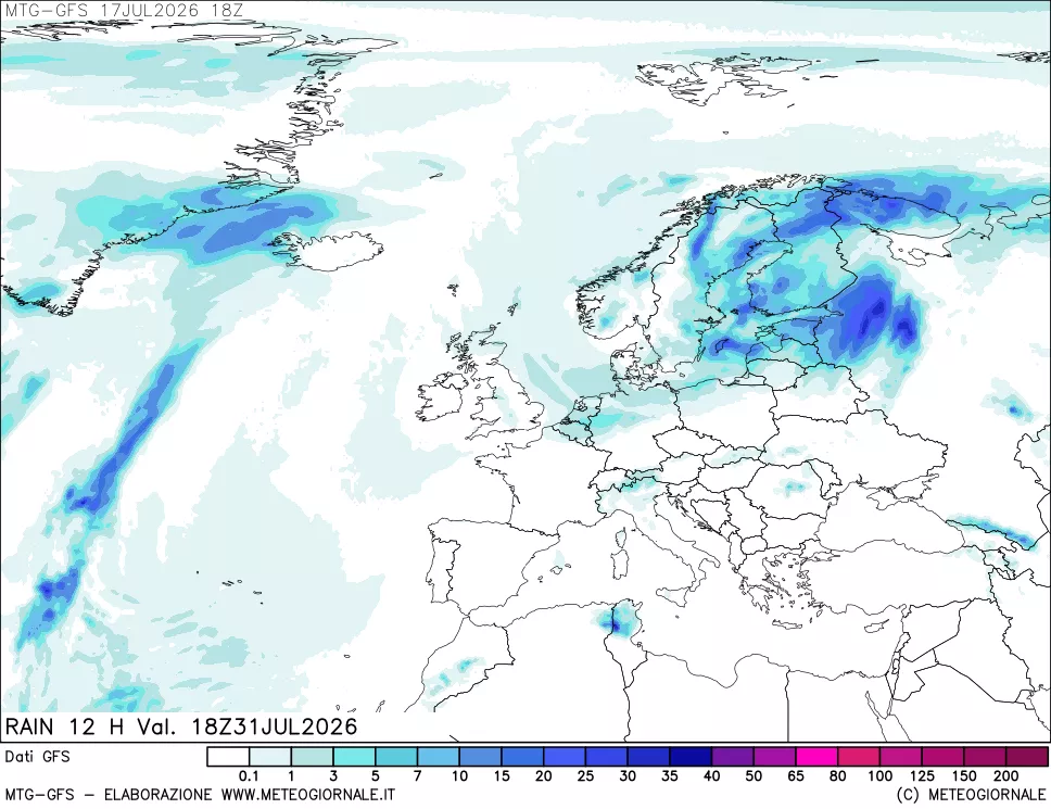 mappa GFS: Precipitazioni 12 ore precedenti