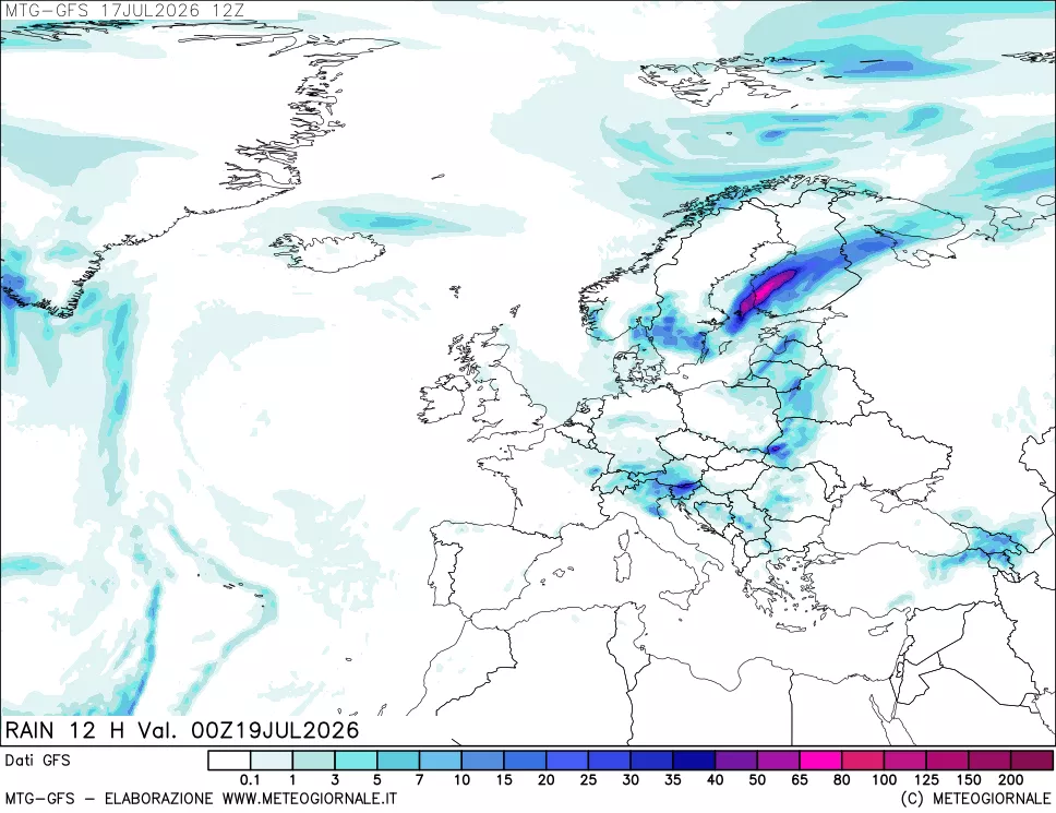 mappa GFS: Precipitazioni 12 ore precedenti