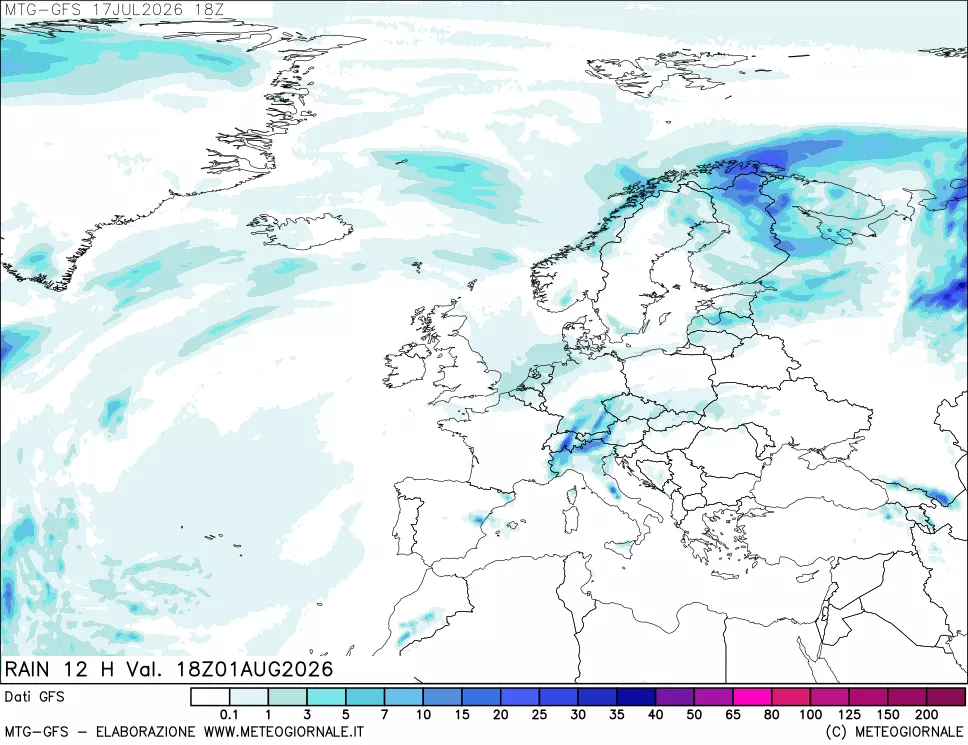 mappa GFS: Precipitazioni 12 ore precedenti