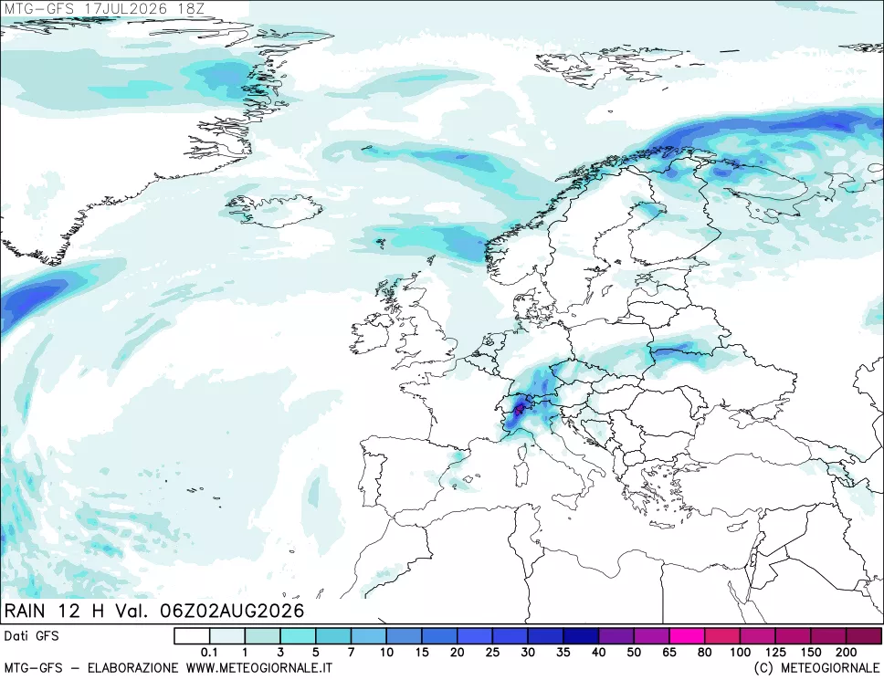 mappa GFS: Precipitazioni 12 ore precedenti