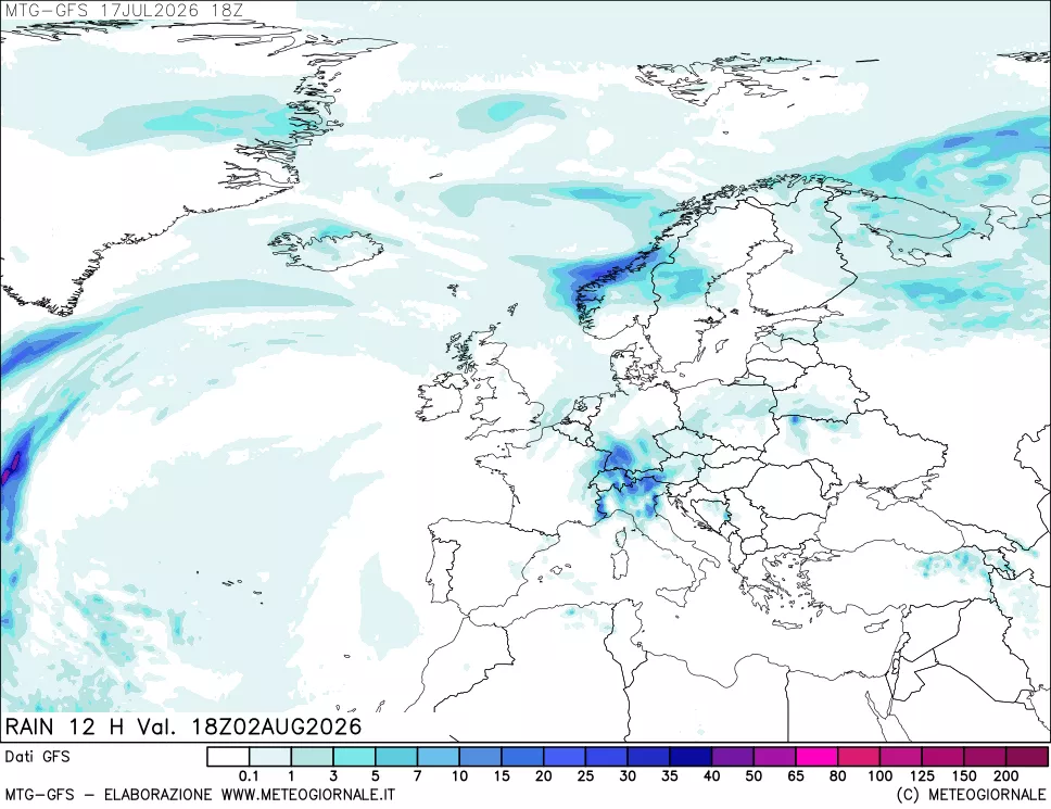mappa GFS: Precipitazioni 12 ore precedenti