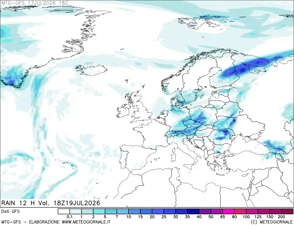 mappa GFS: Precipitazioni 12 ore precedenti