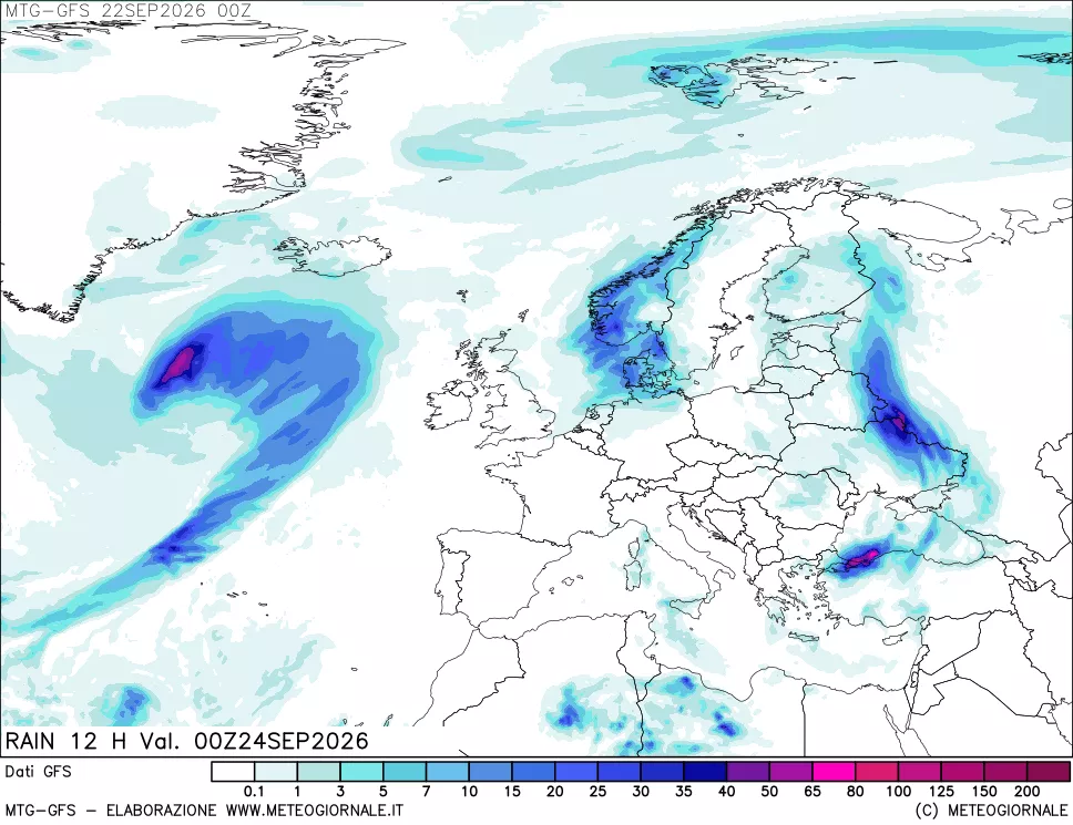 mappa GFS: Precipitazioni 12 ore precedenti