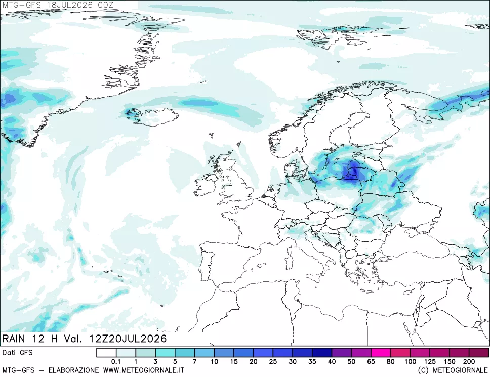 mappa GFS: Precipitazioni 12 ore precedenti