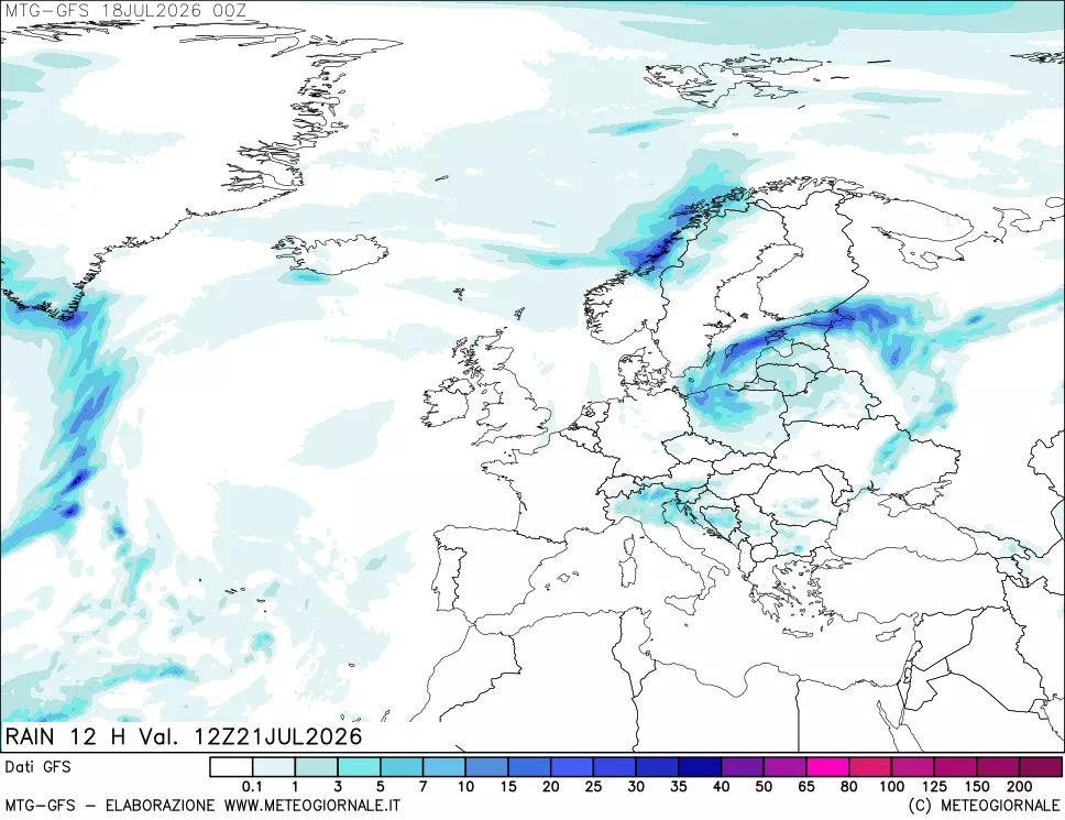 mappa GFS: Precipitazioni 12 ore precedenti