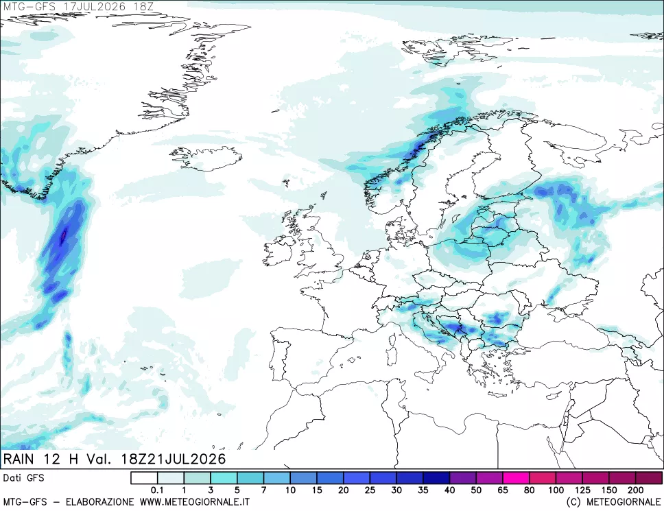 mappa GFS: Precipitazioni 12 ore precedenti