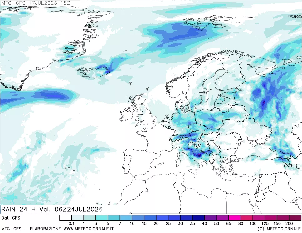 mappa GFS: Precipitazioni 24 ore precedenti