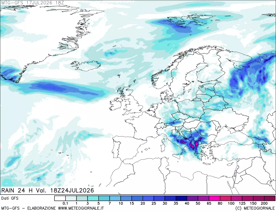 mappa GFS: Precipitazioni 24 ore precedenti