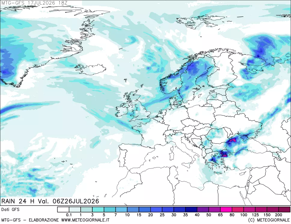 mappa GFS: Precipitazioni 24 ore precedenti
