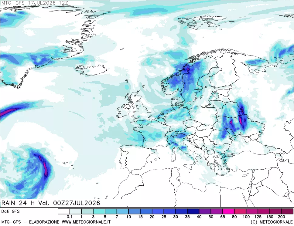 mappa GFS: Precipitazioni 24 ore precedenti
