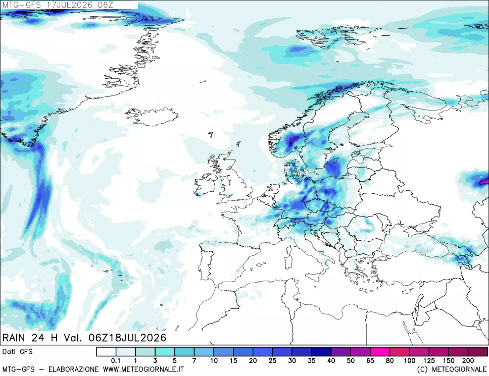 mappa GFS: Precipitazioni 24 ore precedenti