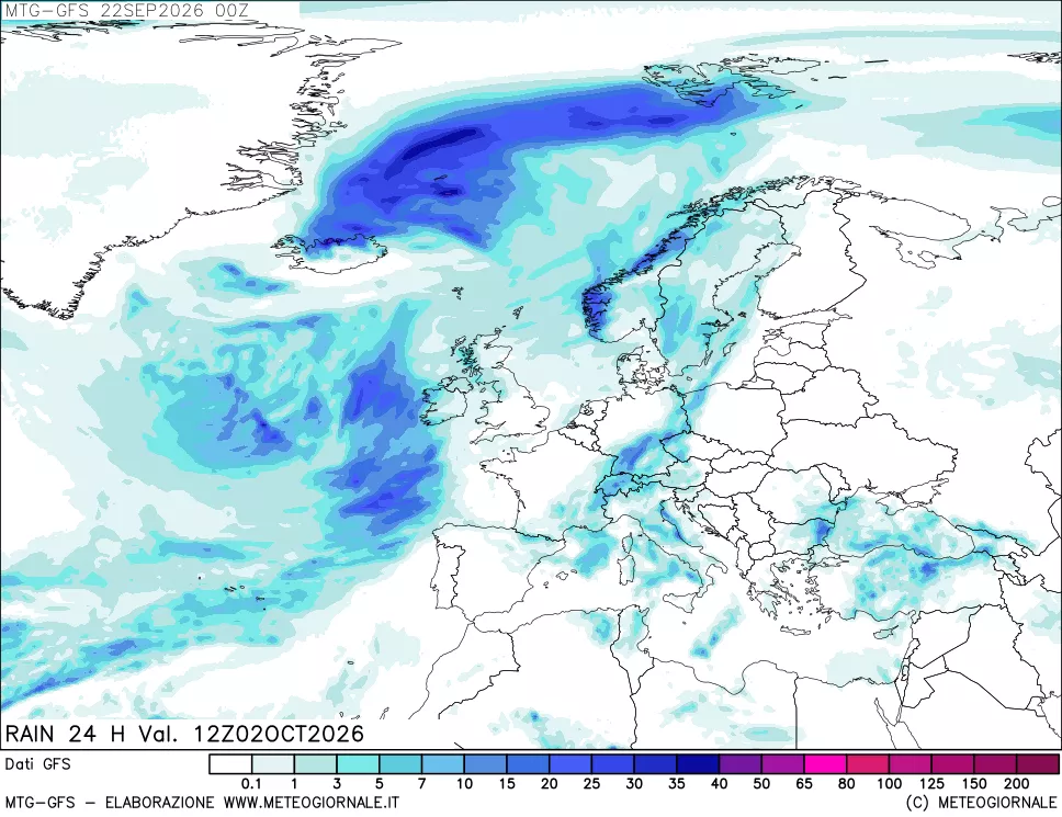 mappa GFS: Precipitazioni 24 ore precedenti