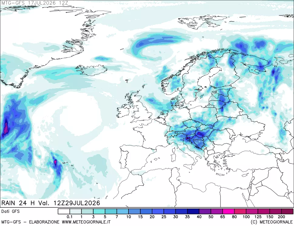 mappa GFS: Precipitazioni 24 ore precedenti