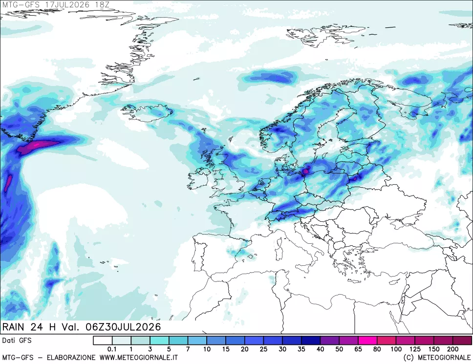 mappa GFS: Precipitazioni 24 ore precedenti